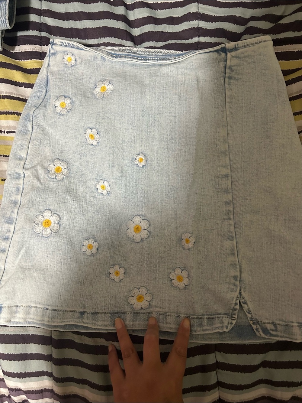 wild fable Light Blue Denim Mini Skirt with Daisy Embroidery